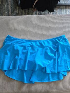 Bright Blue Ruffled Women's Swim Skirt